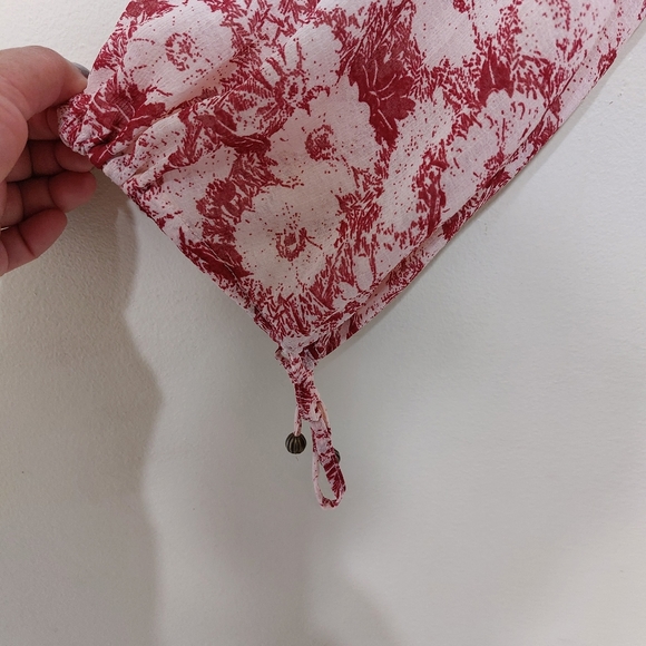 Free People These Dreams Red Floral Print Pleated Long Sleeve Mini Dress Size XS - Picture 5 of 16